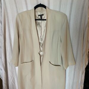 SILK EILEEN FISHER CREAM BLAZER JACKET